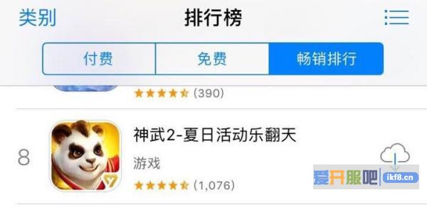《神武2》手游引爆暑期狂潮 再登Appstore畅销榜TOP10
